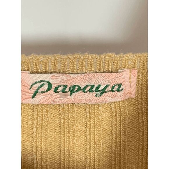 Papaya Women's Rib Tight-Knit Belted Ribbon Eyelet Accent Green Tank Top Size M - Picture 3 of 6